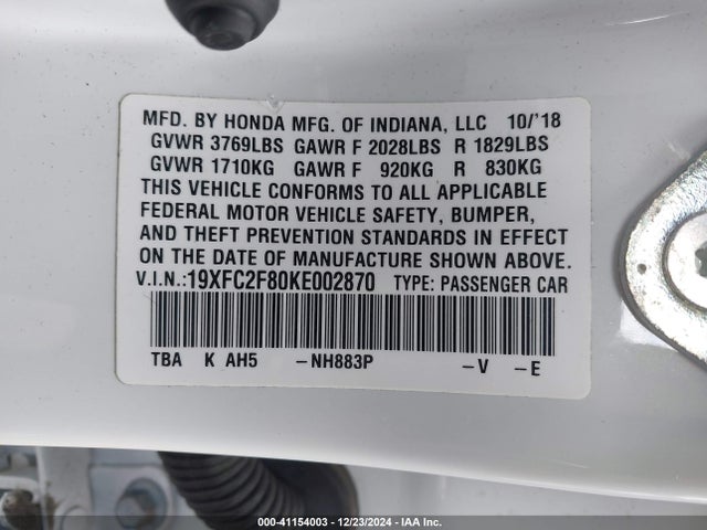 Honda Civic Sport 2019 19XFC2F80KE002870 Image 9