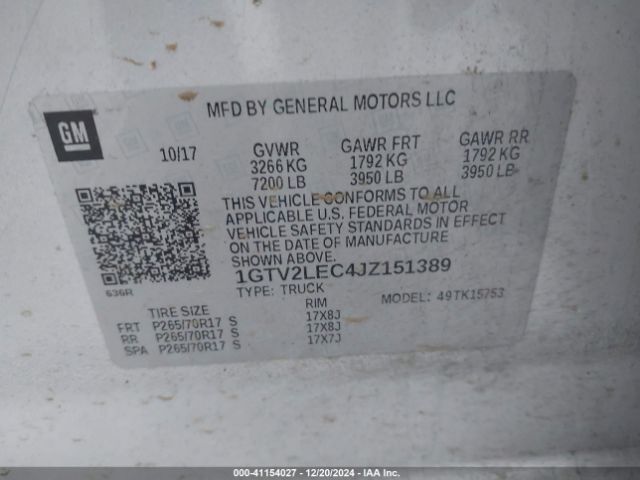 1GTV2LEC4JZ151389 GMC SIERRA 1500