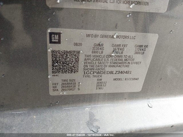 1GCPWDED8LZ340481 Chevrolet Silverado 1500 2wd  Short Bed Rst