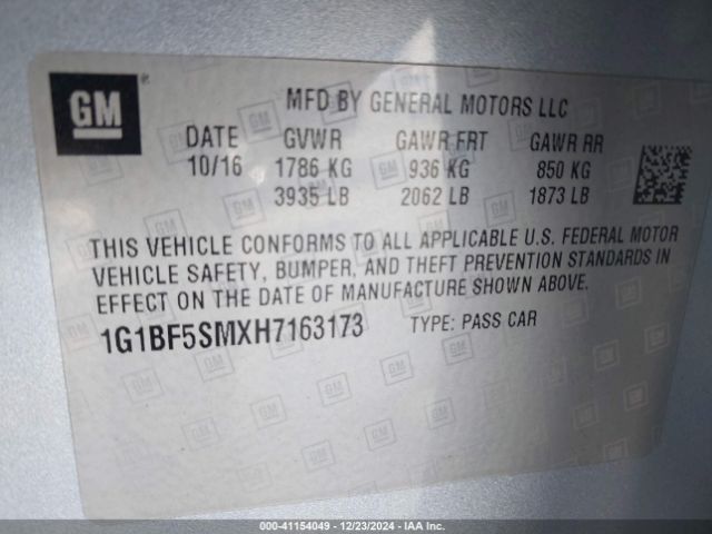 1G1BF5SMXH7163173 Chevrolet Cruze Premier Auto