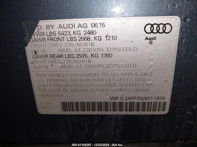 Audi Q5 2.0t Premium 2016 WA1L2AFP7GA011898 Image 9