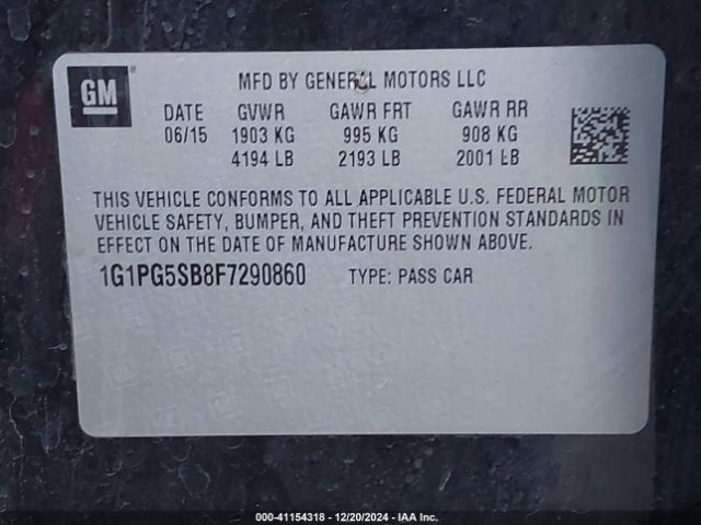 1G1PG5SB8F7290860 Chevrolet CRUZE LTZ