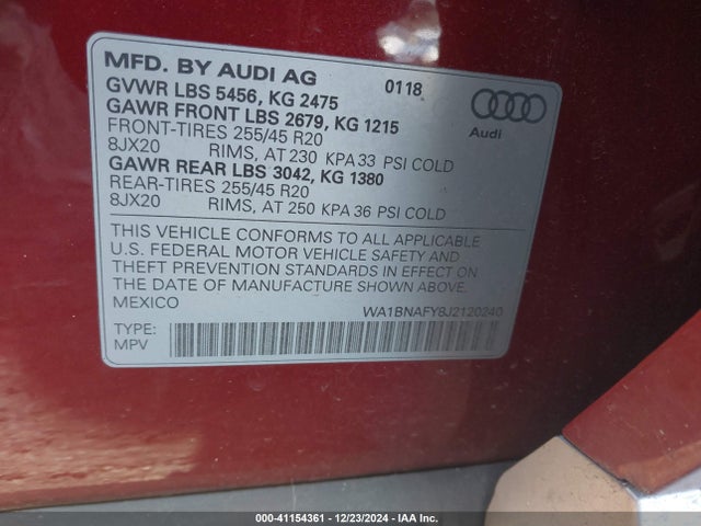 2018 AUDI Q5 WA1BNAFY8J2120240 Photo 8