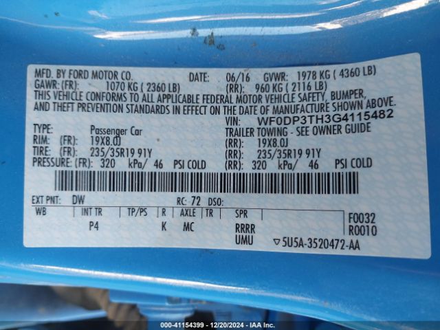WF0DP3TH3G4115482 Ford FOCUS RS