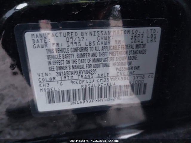 Nissan SENTRA SV 2017 3N1AB7APXHY404236 Image 9