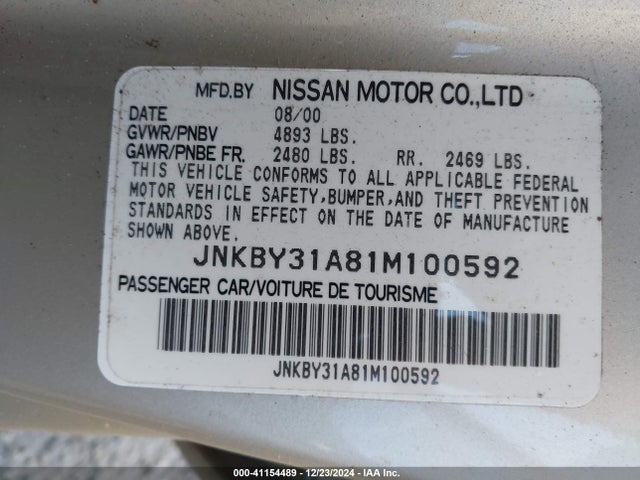 Продажа на аукционе авто 2001 Infiniti Q45, vin: JNKBY31A81M100592, номер лота: 41154489