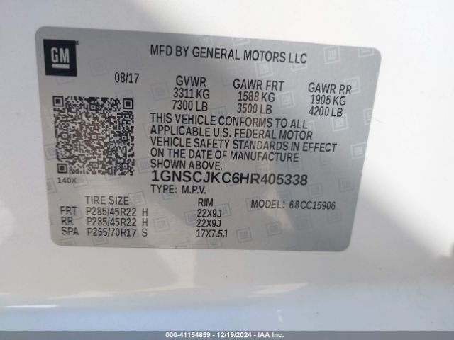 1GNSCJKC6HR405338 Chevrolet Suburban Premier