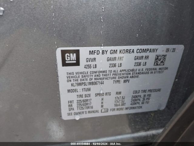 KL79MPSL1MB067144 Chevrolet Trailblazer Fwd Lt