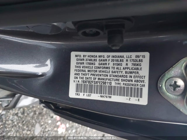 Honda Civic Lx 2015 19XFB2F5XFE298110 Image 9