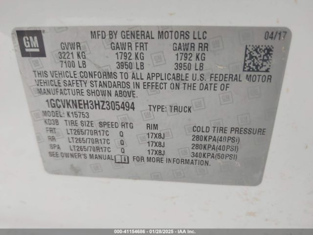 1GCVKNEH3HZ305494 Chevrolet Silverado 1500 Wt