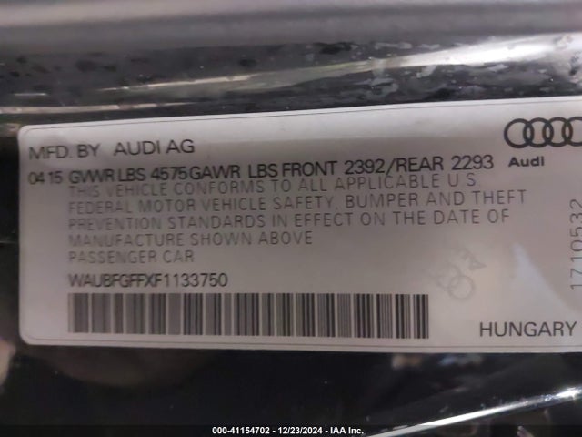 WAUBFGFFXF1133750 Audi A3 2.0t Premium