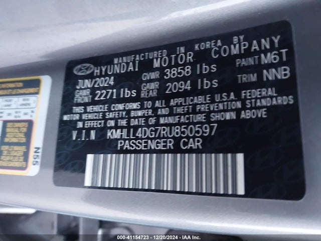 KMHLL4DG7RU850597 Hyundai ELANTRA SE