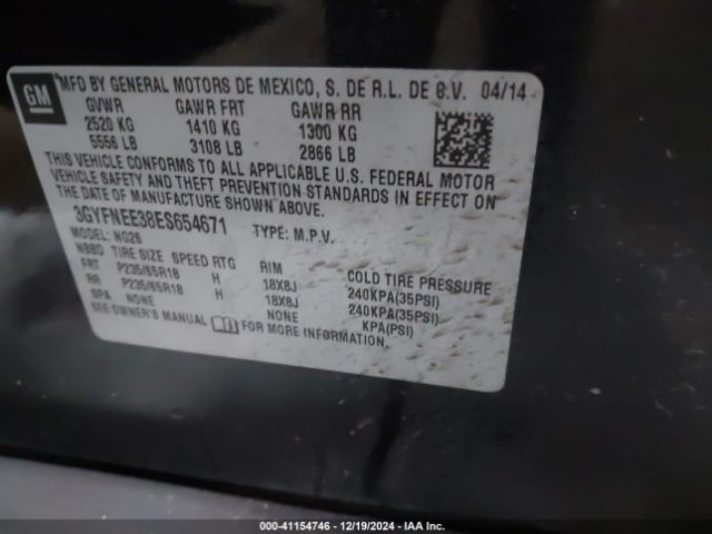 3GYFNEE38ES654671 Cadillac Srx Luxury Collection