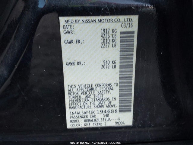 Nissan Altima 2.5 Sr 2016 1N4AL3AP1GC194688 Image 9