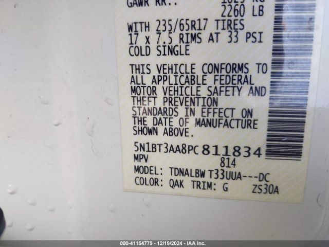 5N1BT3AA8PC811834 Nissan Rogue S Fwd