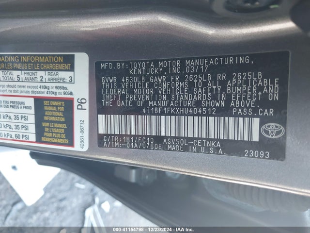 Toyota CAMRY LE 2017 4T1BF1FKXHU404512 Image 9