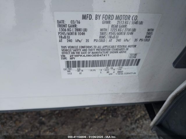 2FMPK4J96GBB47411 Ford EDGE SEL