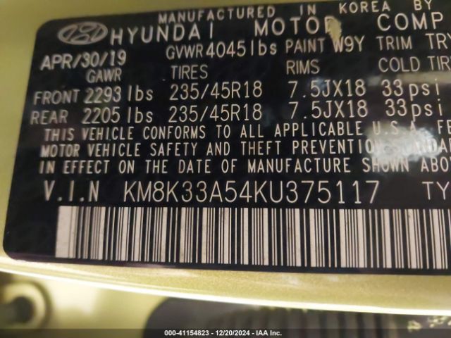 KM8K33A54KU375117 Hyundai Kona Limited