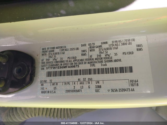Ford F-150 Xlt 2021 1FTFW1E86MFA99875 Image 9