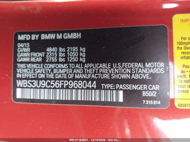 WBS3U9C56FP968044 BMW M4