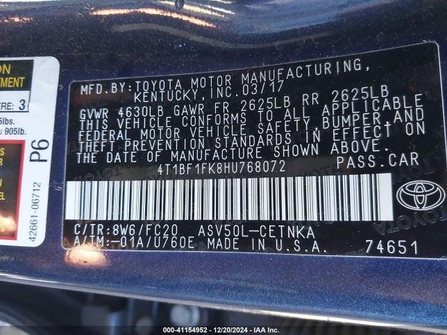 Toyota CAMRY LE 2017 4T1BF1FK8HU768072 Image 9