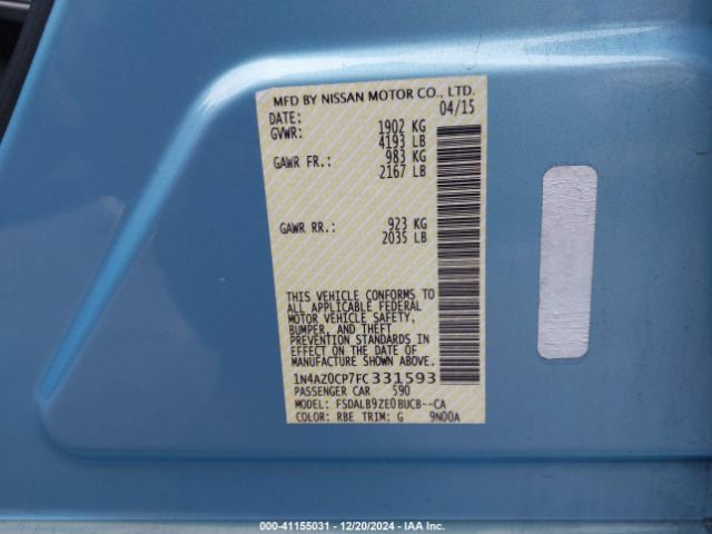 1N4AZ0CP7FC331593 Nissan LEAF S