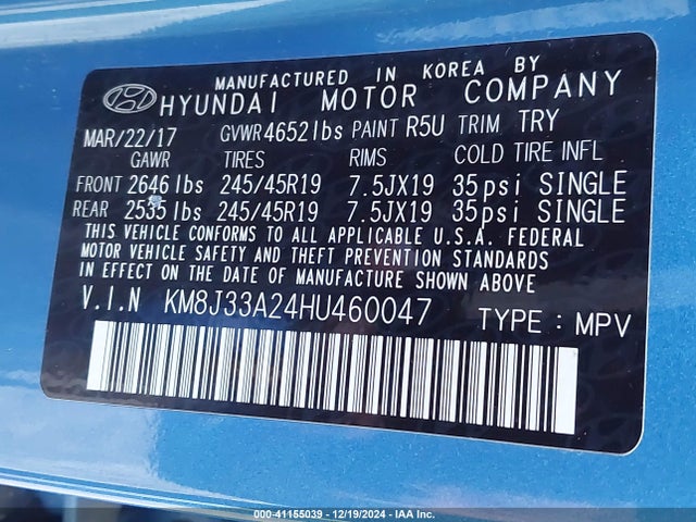 Hyundai Tucson Night 2017 KM8J33A24HU460047 Image 9