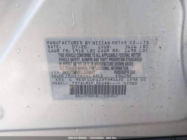 Nissan Kicks S Xtronic Cvt 2020 3N1CP5BV8LL534047 Image 9