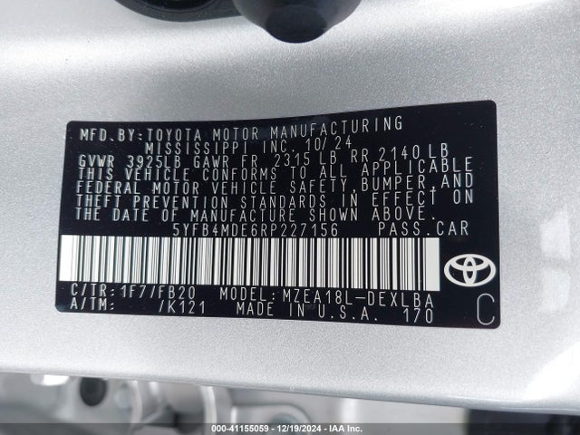 Toyota COROLLA LE 2024 5YFB4MDE6RP227156 Image 9