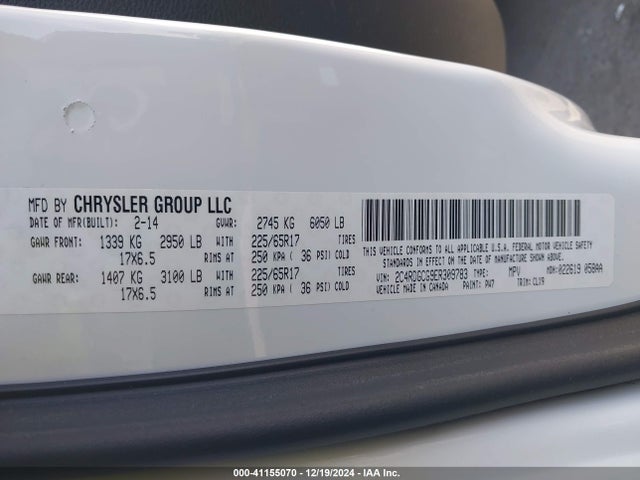 Dodge Grand Caravan Sxt 30th Anniversary 2014 2C4RDGCG9ER309783 Image 9