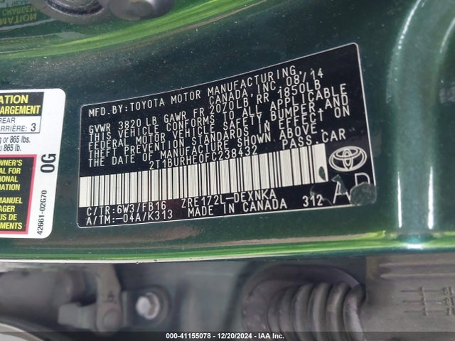 Toyota COROLLA LE 2015 2T1BURHE0FC238432 Image 9