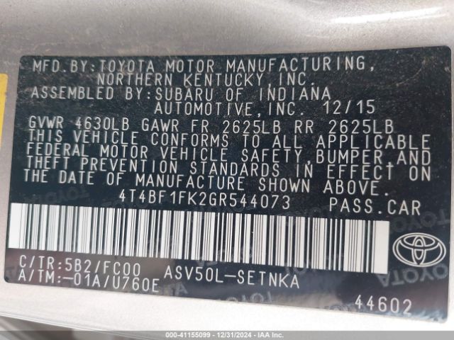 4T4BF1FK2GR544073 Toyota CAMRY LE