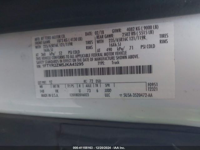 1FTYR2ZM5JKA43295 Ford Transit-250