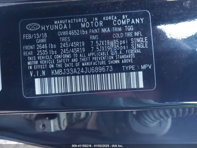 KM8J33A24JU689673 Hyundai Tucson Value