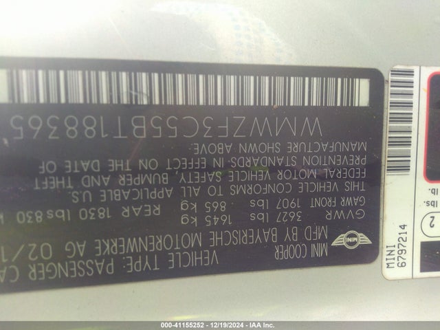 2011 MINI COOPER CLUBMAN WMWZF3C55BT188365 Photo 8