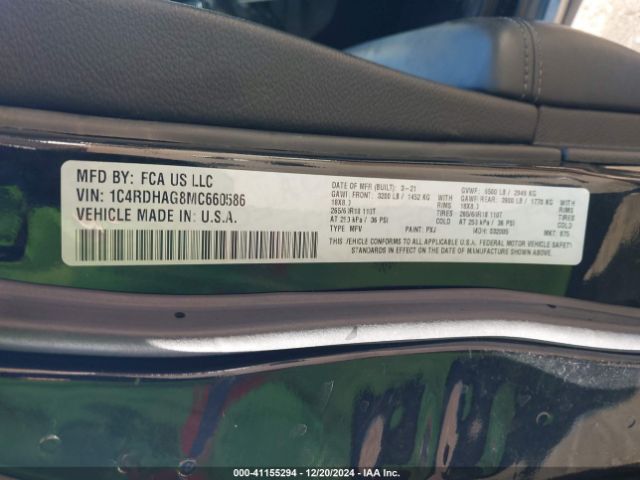 1C4RDHAG8MC660586 Dodge Durango Sxt Rwd