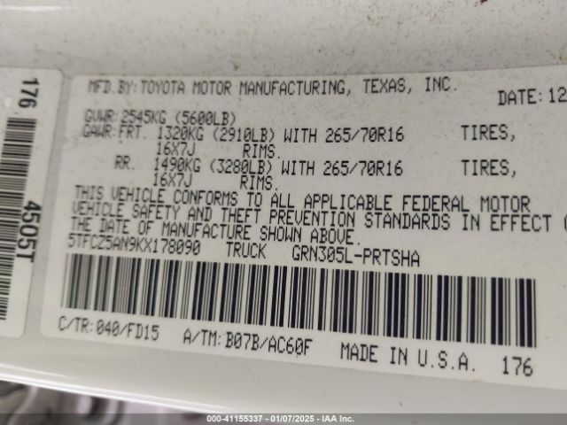 5TFCZ5AN9KX178090 Toyota Tacoma Trd Off Road