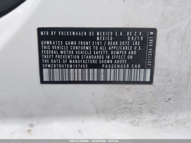 3VWCB7BU7KM197455 Volkswagen Jetta