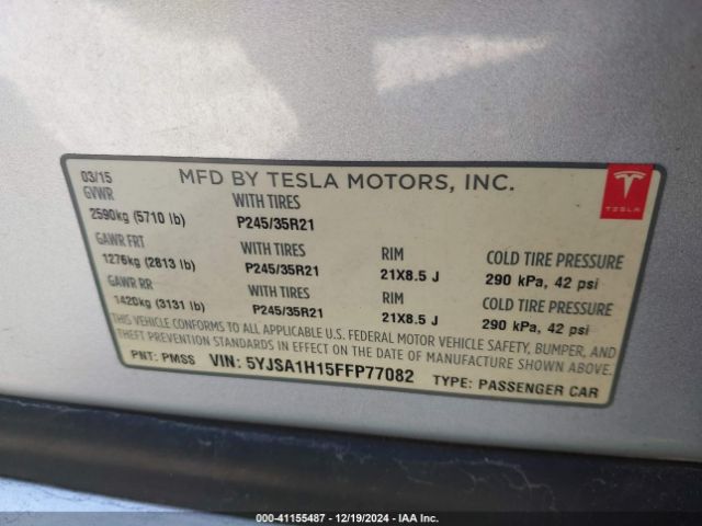5YJSA1H15FFP77082 Tesla Model S 60/70/85