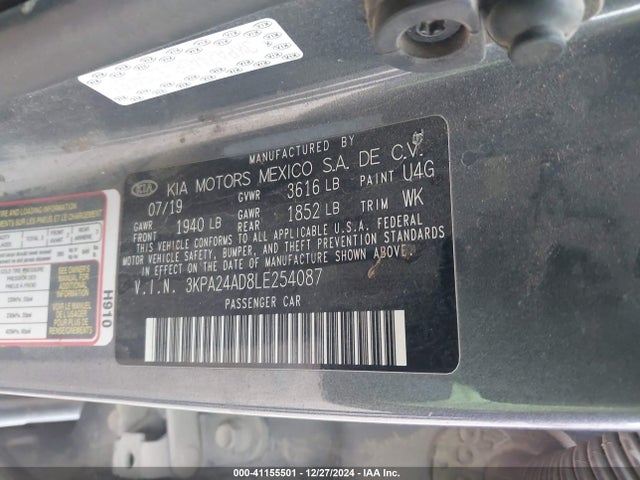 KIA RIO S 2020 3KPA24AD8LE254087 Image 9
