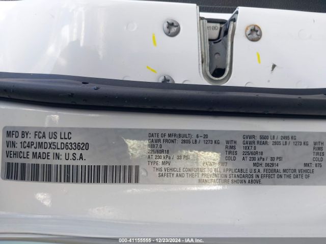 1C4PJMDX5LD633620 Jeep Cherokee Limited 4x4