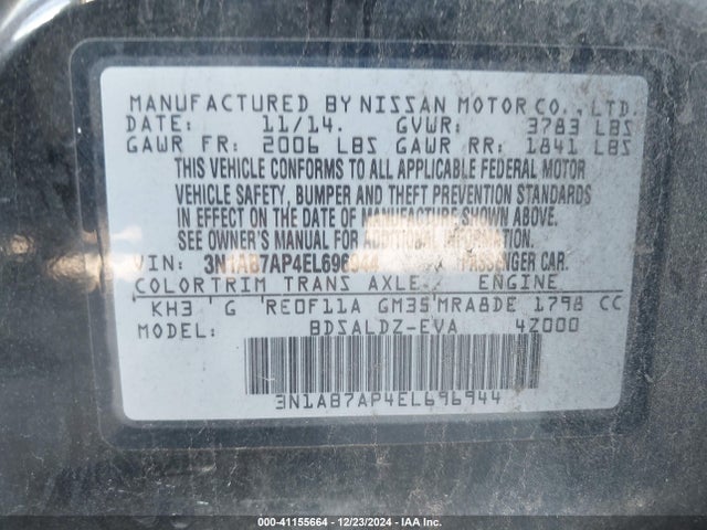 Nissan SENTRA SV 2014 3N1AB7AP4EL696944 Image 9