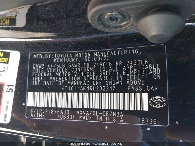 Toyota CAMRY LE 2024 4T1C11AK1RU202217 Image 9