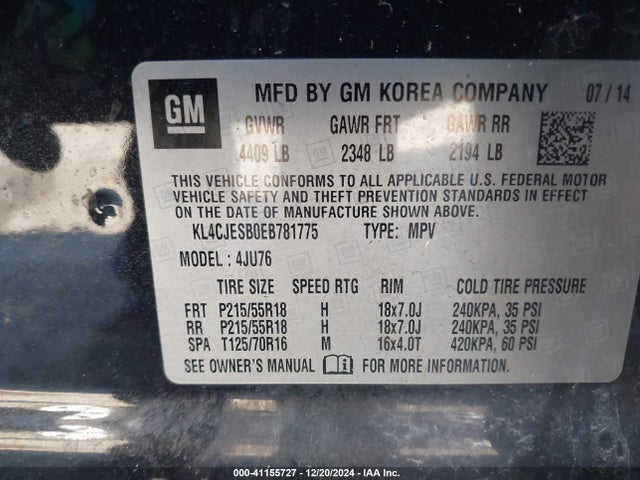Buick Encore 2014 KL4CJESB0EB781775 Image 9