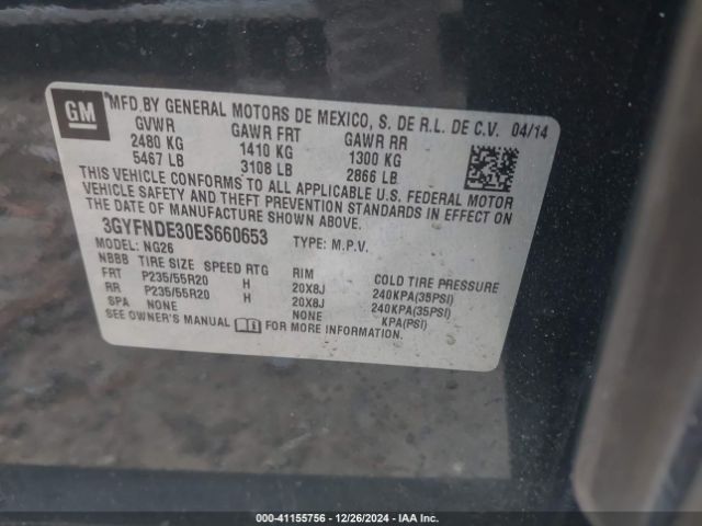 3GYFNDE30ES660653 Cadillac Srx Premium Collection