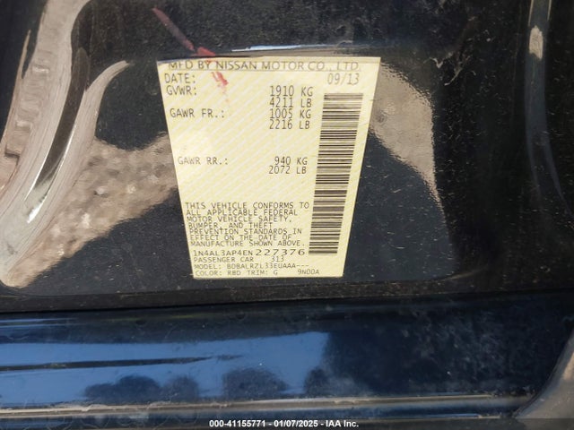 Nissan Altima 2.5 S 2014 1N4AL3AP4EN227376 Image 9