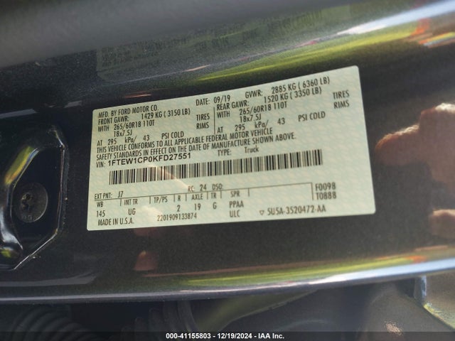 Ford F-150 Xlt 2019 1FTEW1CP0KFD27551 Image 9