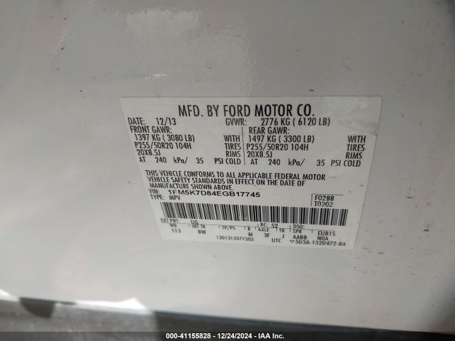 Ford EXPLORER XLT 2014 1FM5K7D84EGB17745 Image 9
