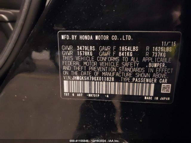 JHMGK5H79GX011828 Honda FIT EX
