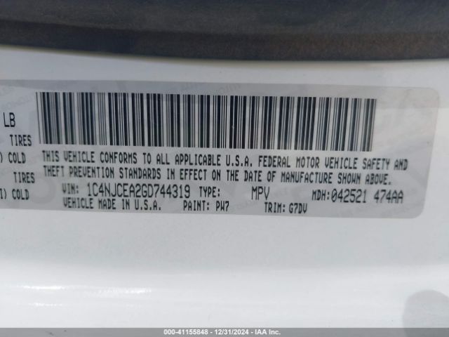 1C4NJCEA2GD744319 Jeep Compass Latitude